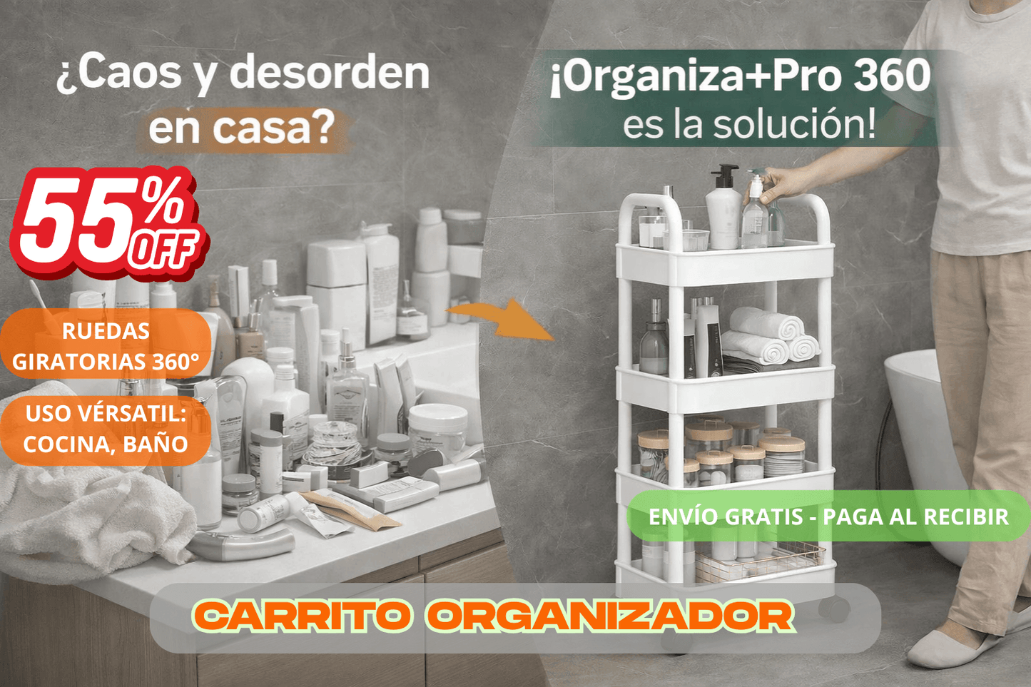 Carrito organizador multiuso de 4 niv